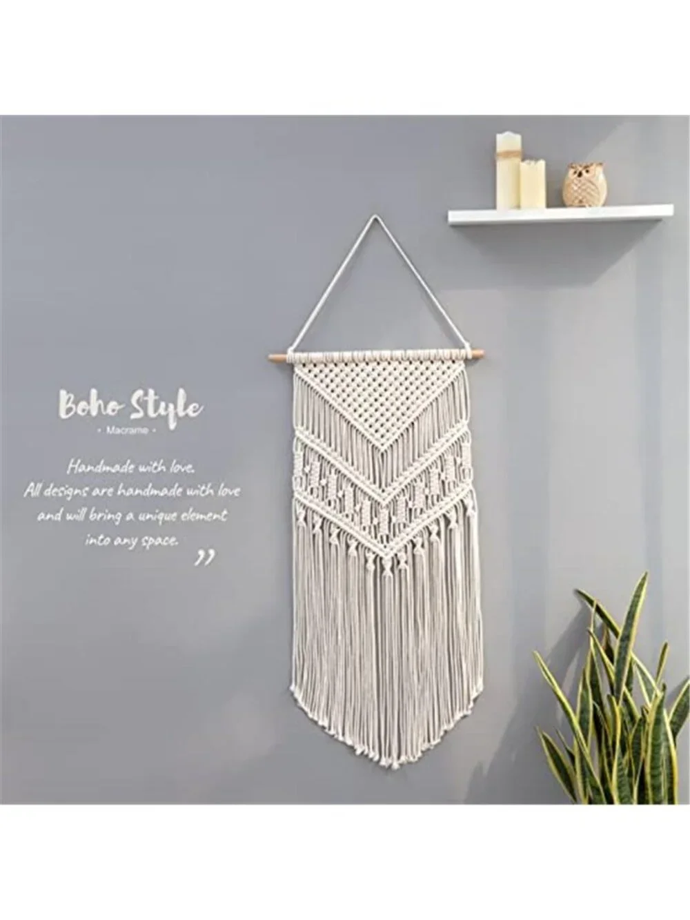 Macrame Wall Hanging Art Woven Boho Home Décor,Geometric Beautiful Yarn Tapestry